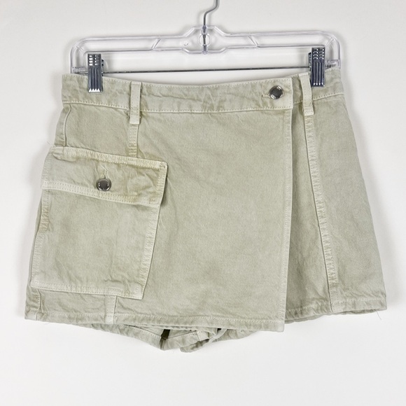 Zara Cargo Micro Mini Skort Green Size XS - Picture 2 of 4